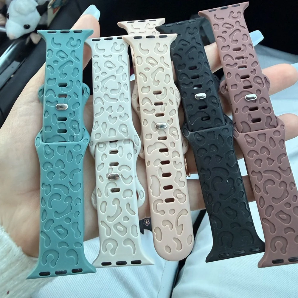 Leopard Print Silicone Apple Watch Bands